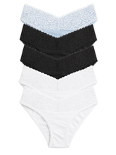 Mid Waist Bikini Bundle Of 5 - (2 Black, Sky Blue, & 2 White)